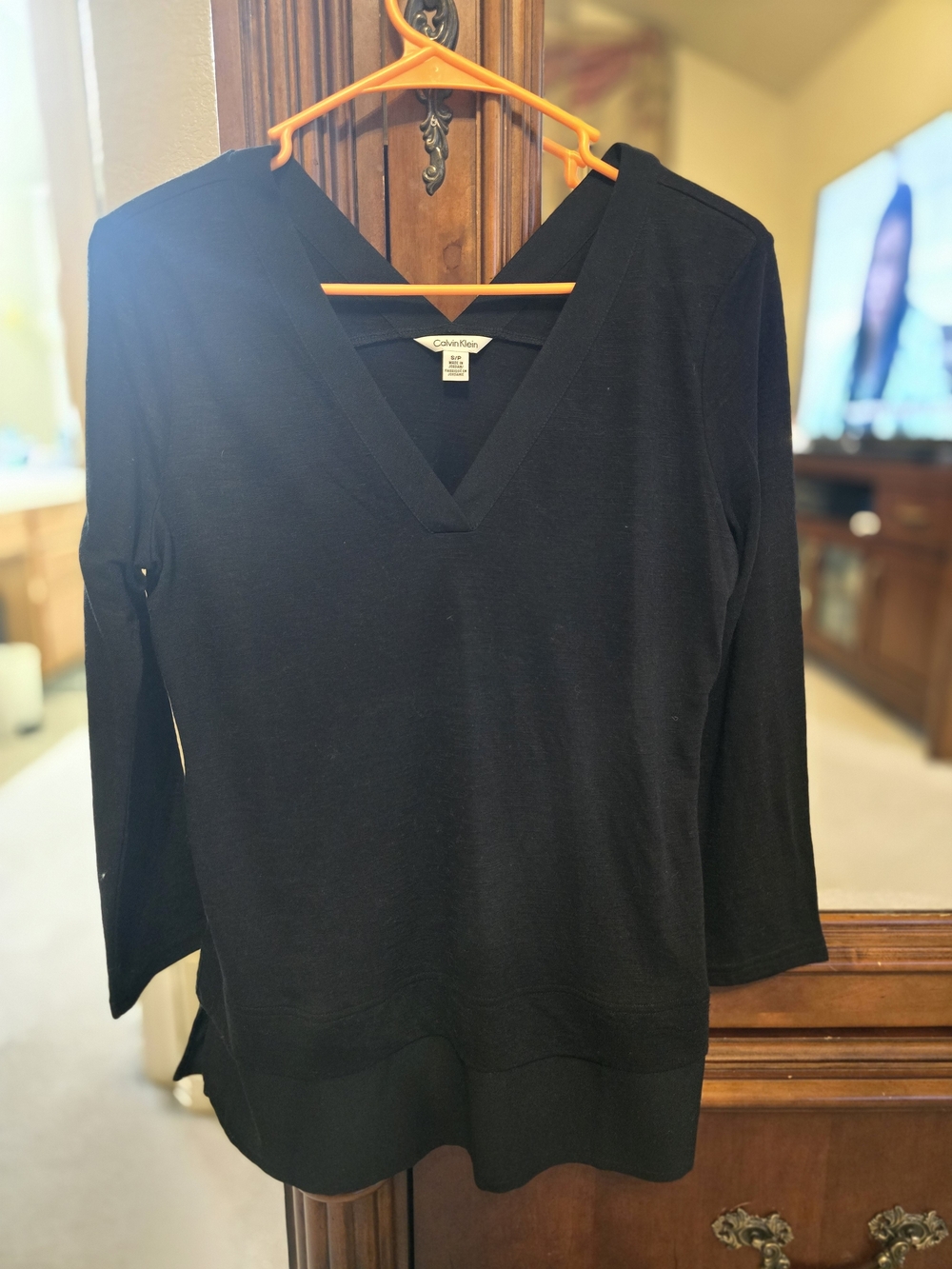 Calvin Klein Black V-Neck Long Sleeve Top